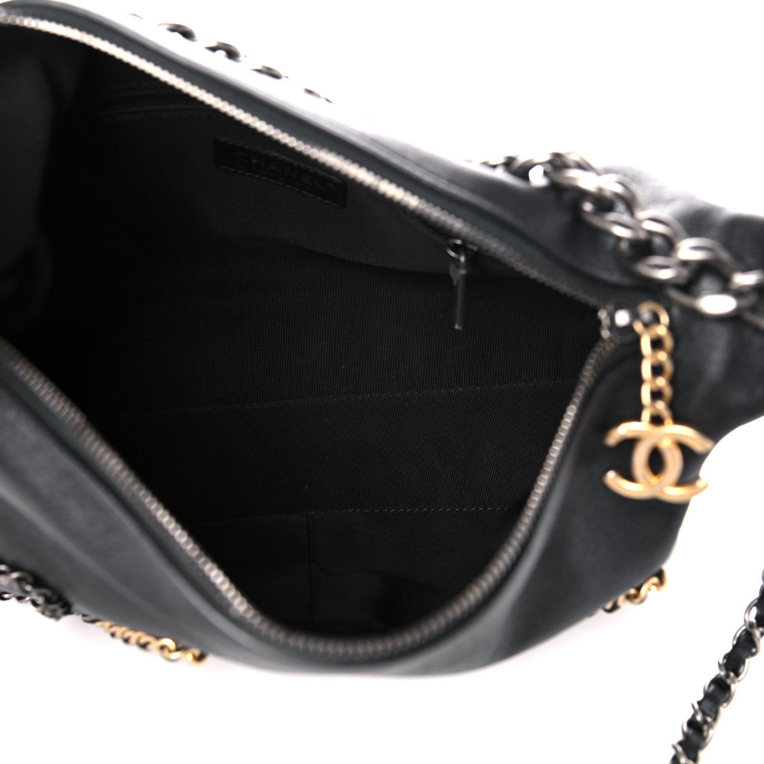 Chanel Calfskin Chain 20s Signature Hobo Black 5 of 14