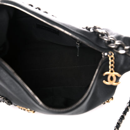 Chanel Calfskin Chain 20s Signature Hobo Black 5 of 14