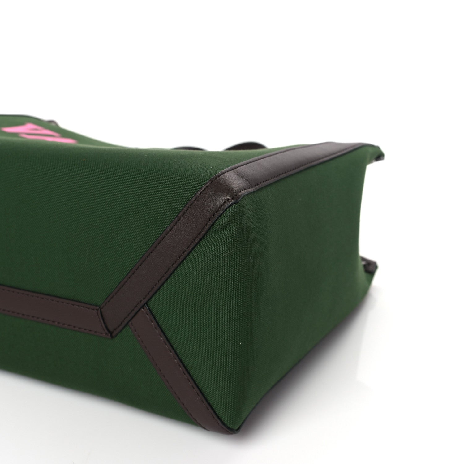 Valentino Garavani Canvas Calfskin University Logo Medium Rockstud Tote Green Forest Fondant Pink PP 7 of 7