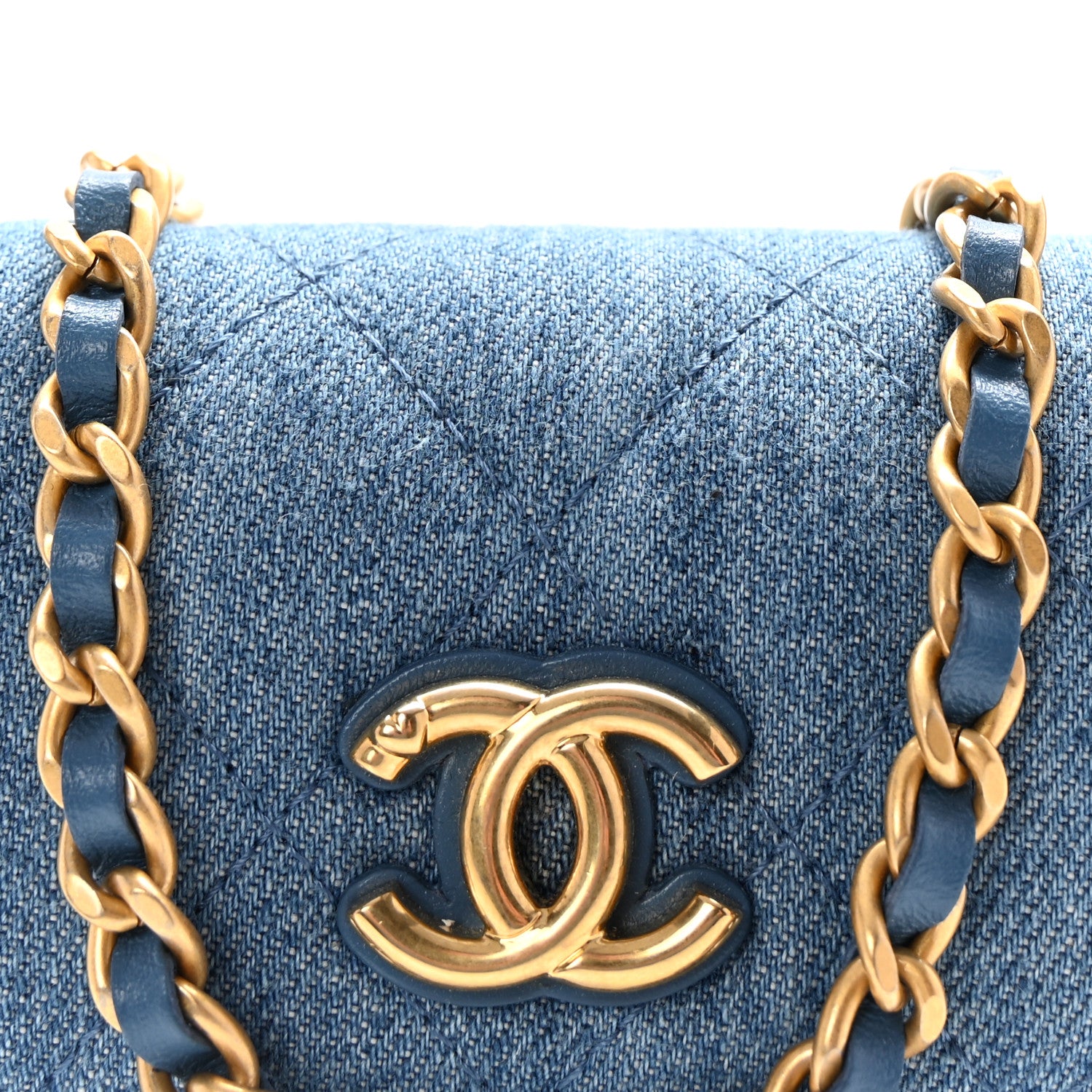 Chanel Denim Quilted Flap Mini Crossbody Blue 8 of 11