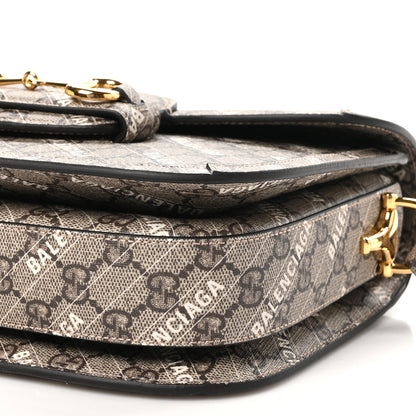 Gucci X BALENCIAGA GG Supreme Monogram Logo Print Horsebit 1955 Shoulder Bag Beige Ebony 10 of 10