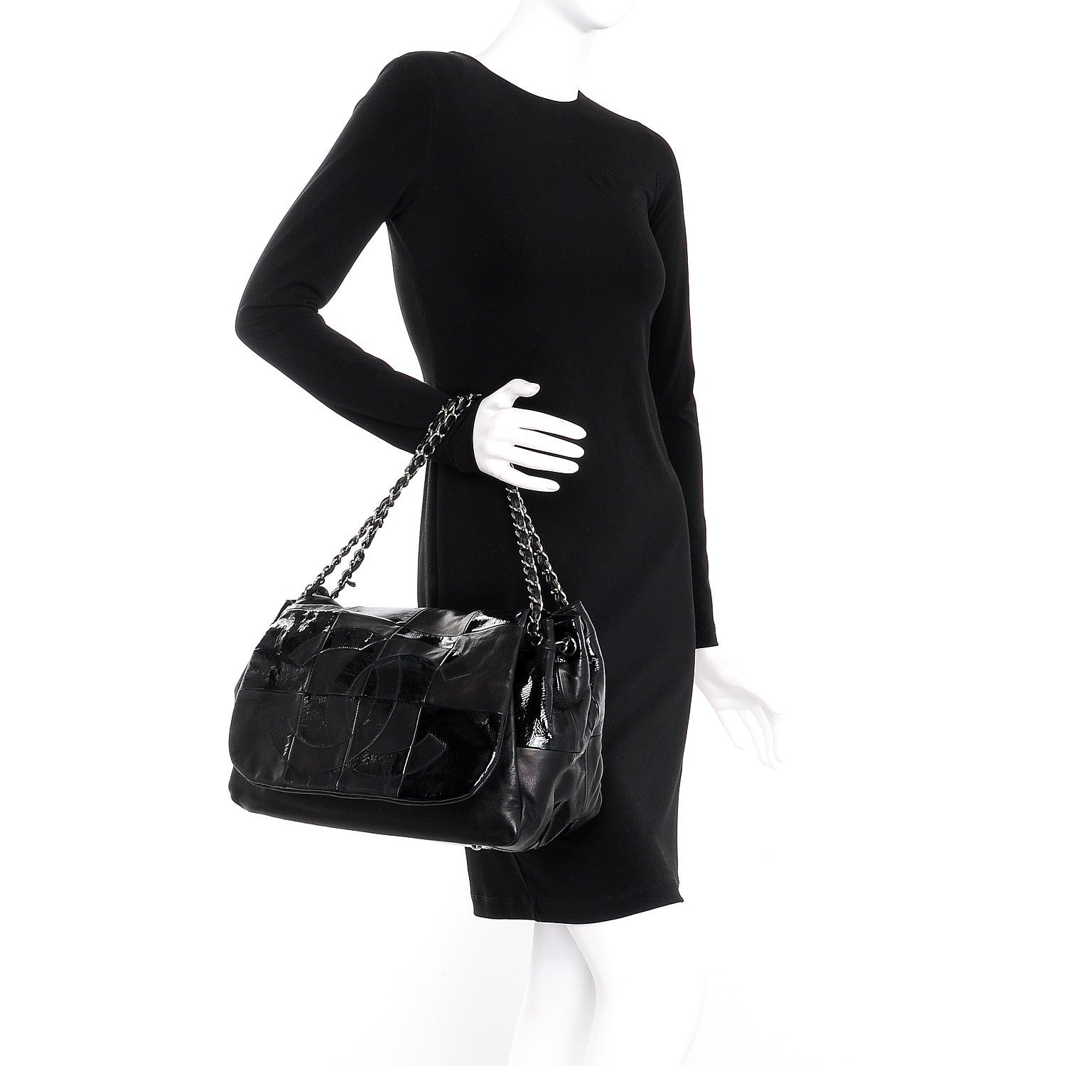 Chanel Lambskin Patent Calfskin Brooklyn Patchwork Flap Black 2 of 7