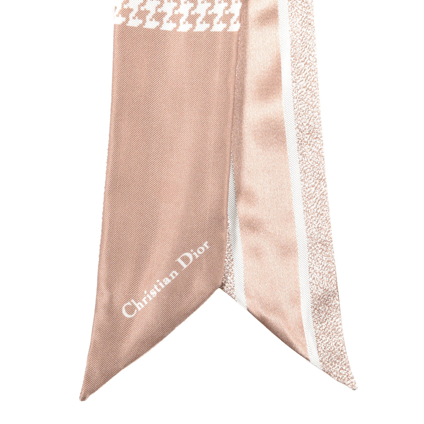 Silk Houndstooth Mitzah Scarf Beige