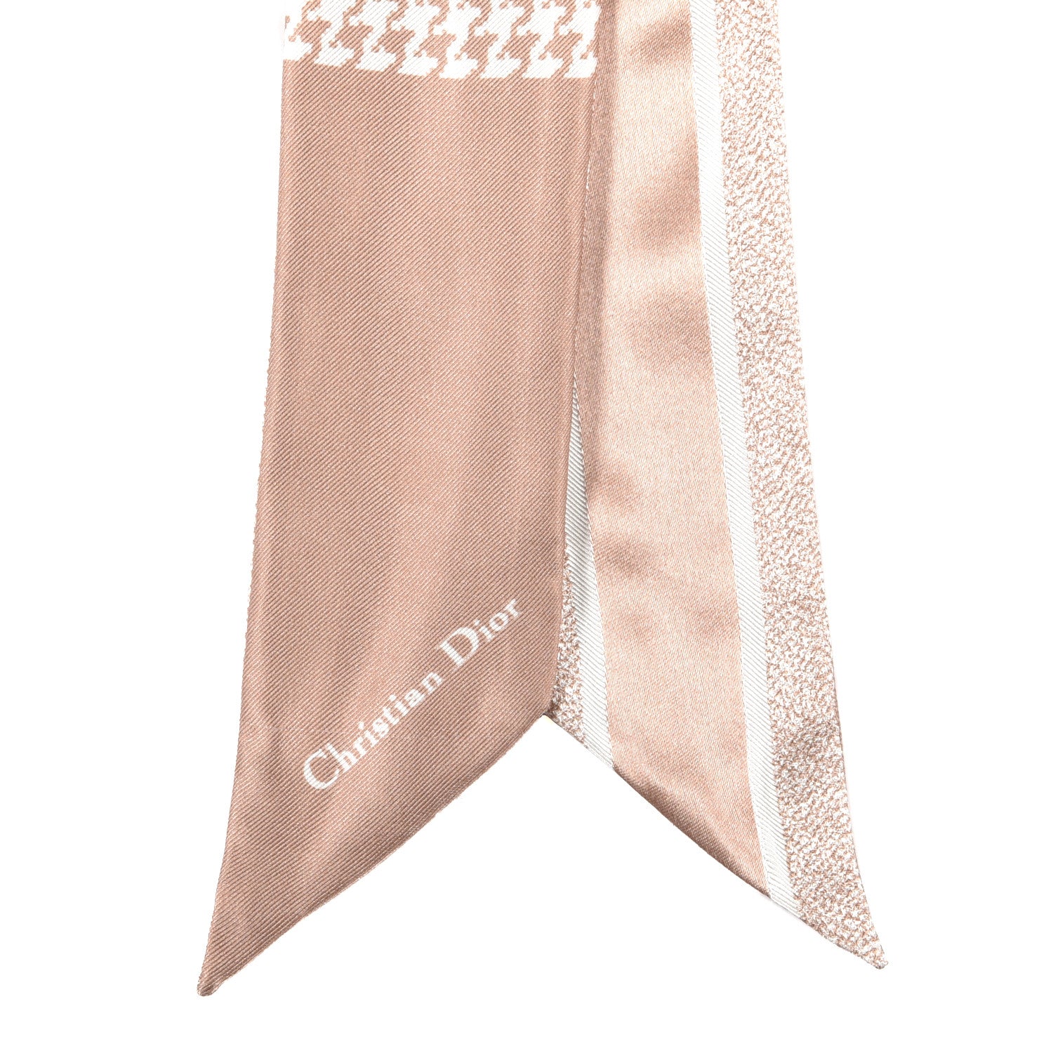 Christian Dior Silk Houndstooth Mitzah Scarf Beige 2 of 3