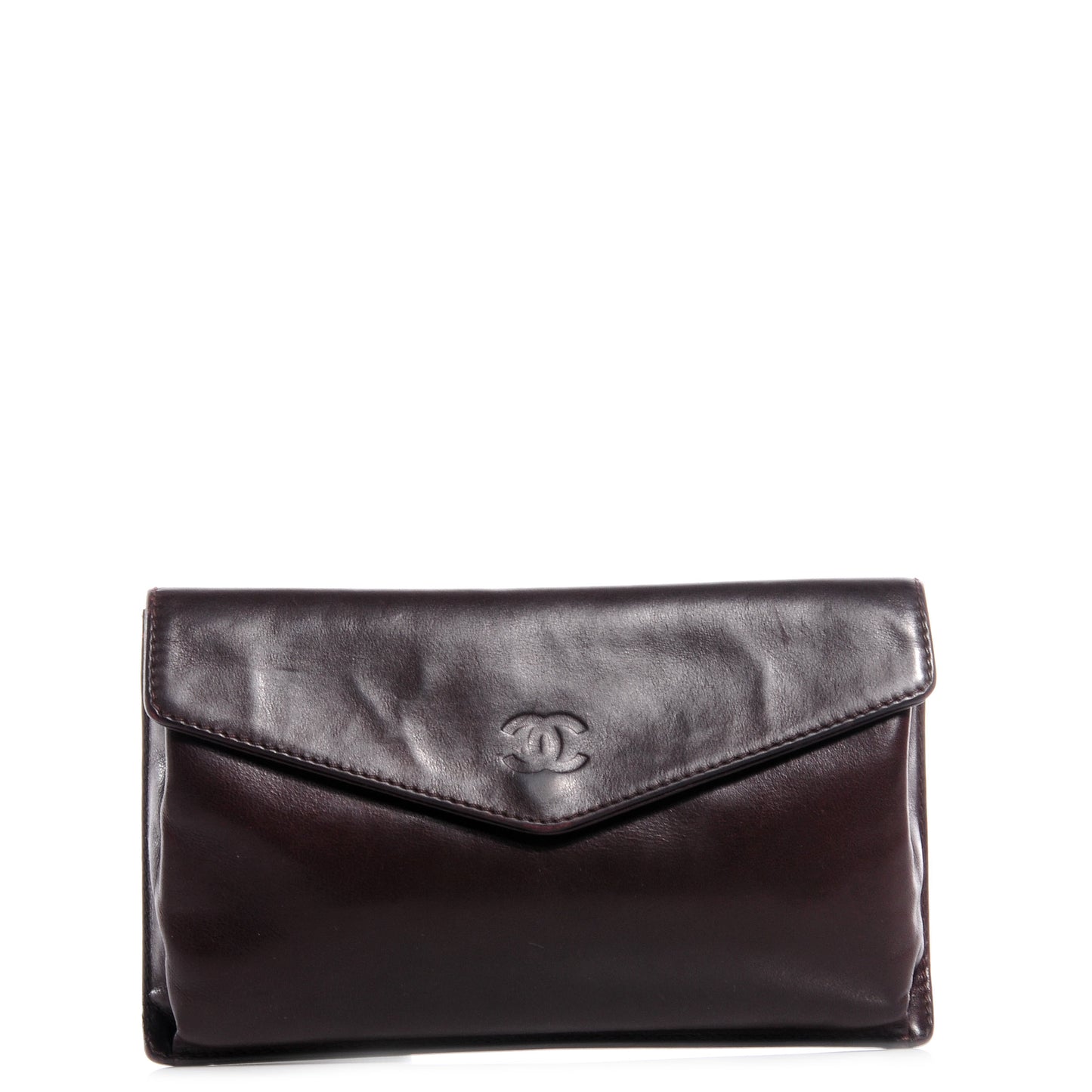 Lambskin CC Clutch Wallet Brown