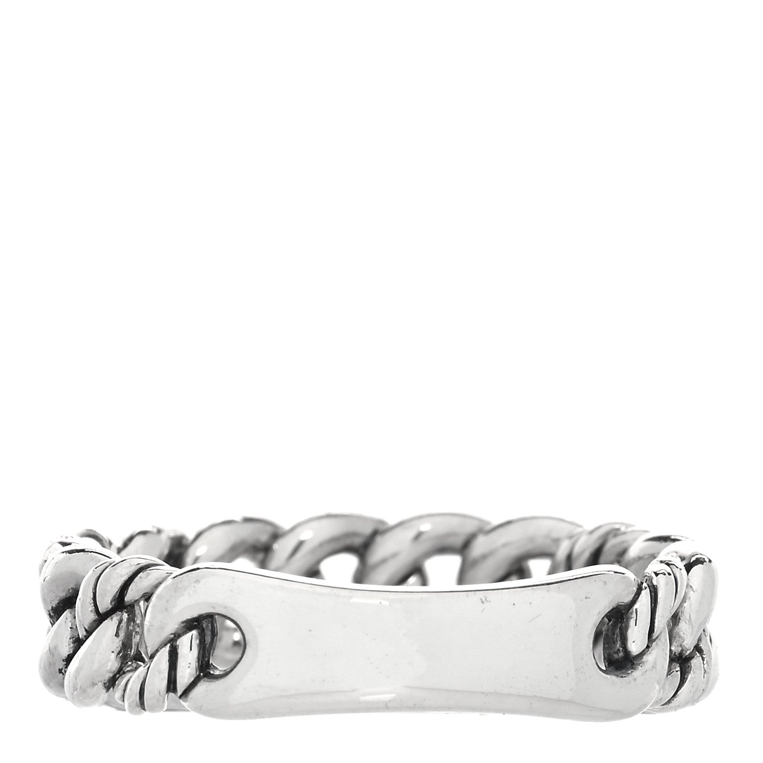 David Yurman Sterling Silver Diamond Narrow Belmont Curb Link Ring 57 8 3 of 4
