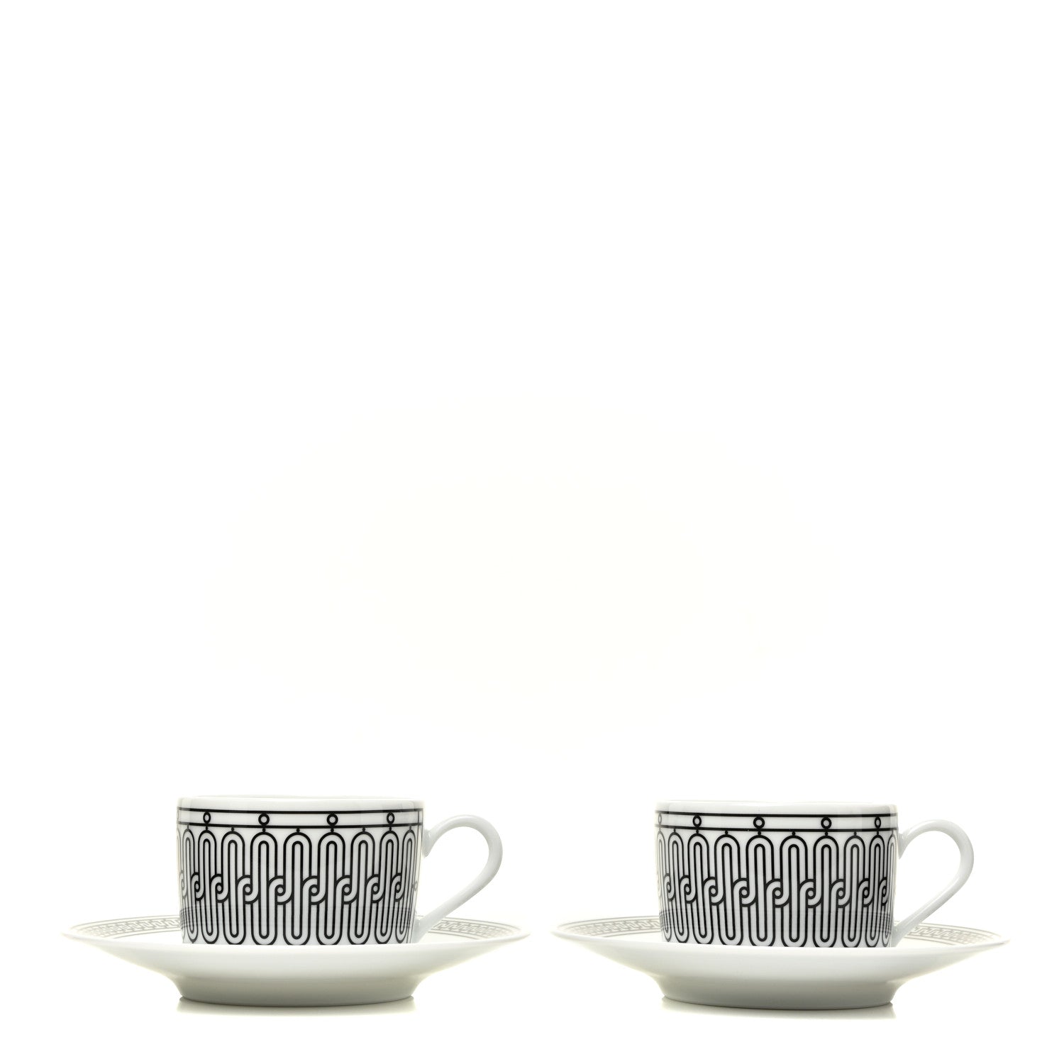 Hermes Porcelain H Deco Tea Cup And Saucer Set Of 2 1 of 7