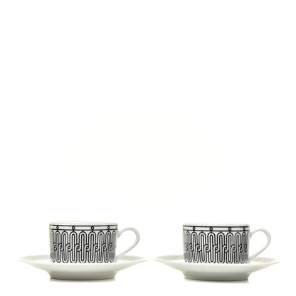 Hermes Porcelain H Deco Tea Cup And Saucer Set Of 2 1 of 7
