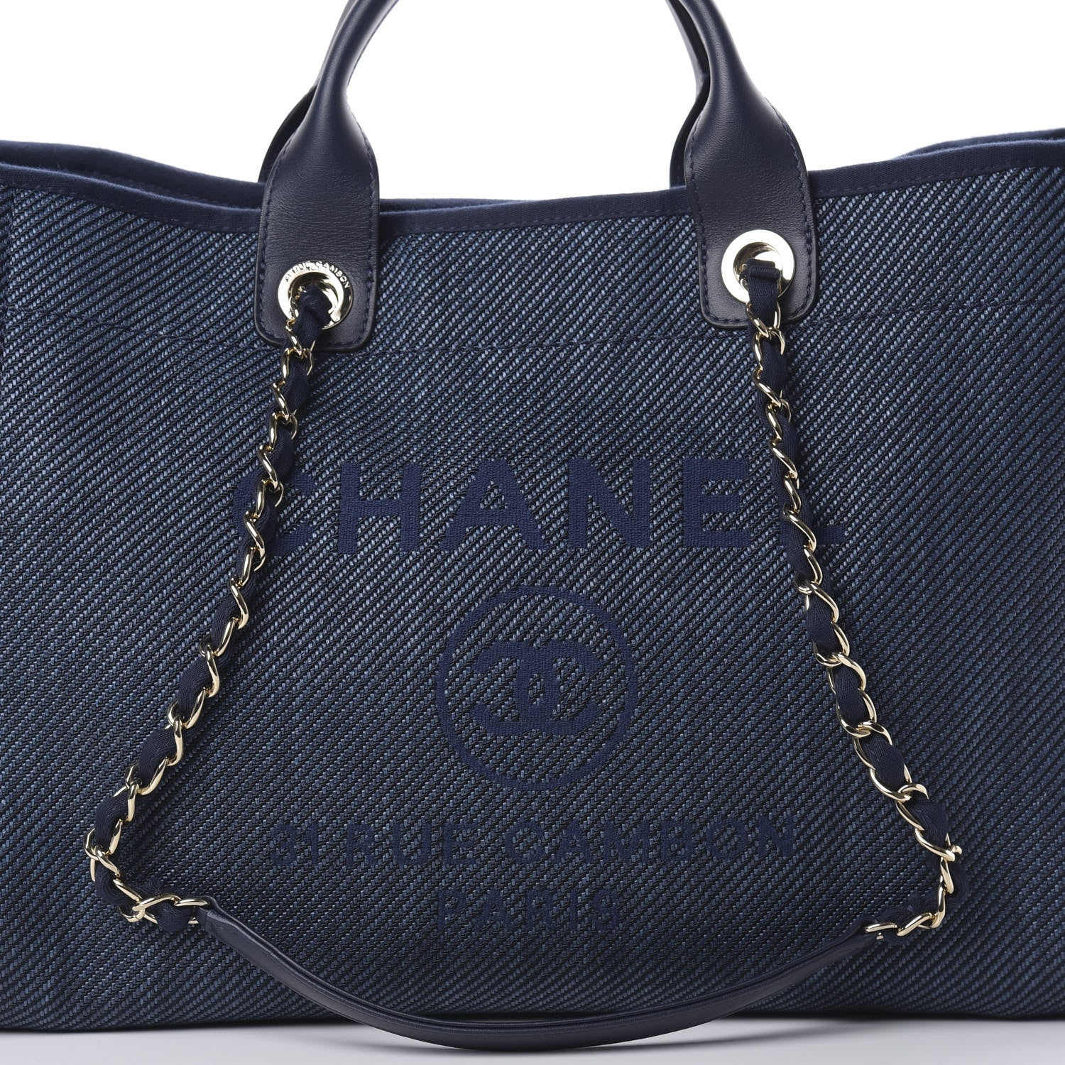 Chanel Denim Medium Deauville Tote Dark Blue 8 of 12