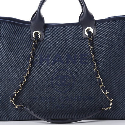Chanel Denim Medium Deauville Tote Dark Blue 8 of 12