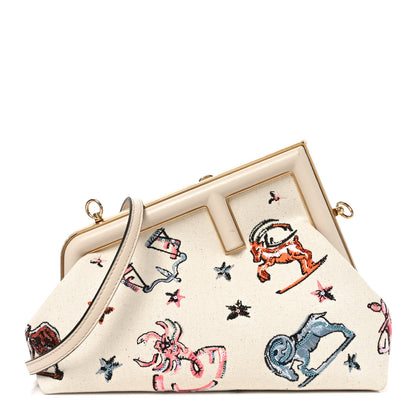 Fendi Canvas Ricamo Embroidered Astrology Small Fendi First Grezzo Multicolor 1 of 10