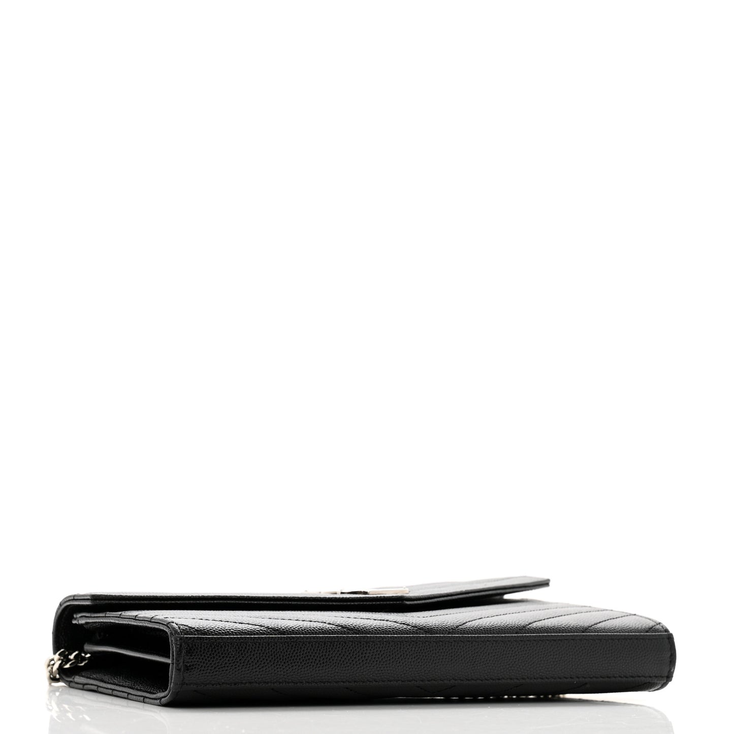 Grain De Poudre Matelasse Chevron Monogram Chain Wallet Black