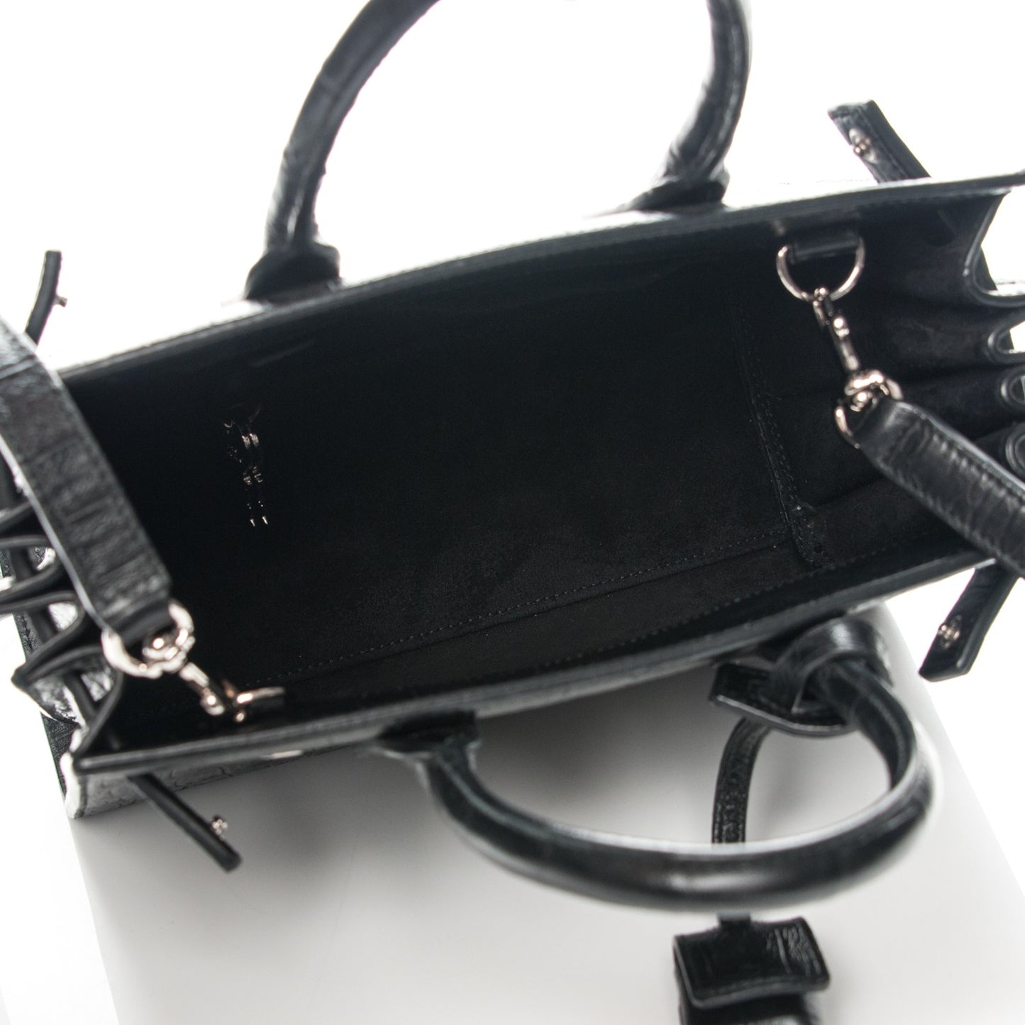 Calfskin Crocodile Embossed Nano Sac De Jour Black