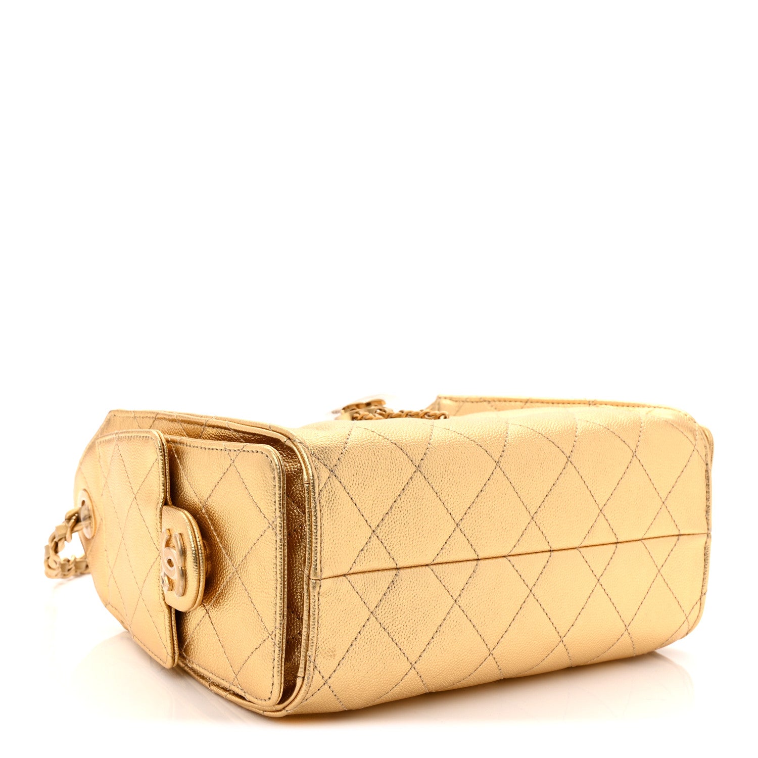 Chanel Metallic Caviar Quilted Mini Chanel 25 Handbag Gold 4 of 11