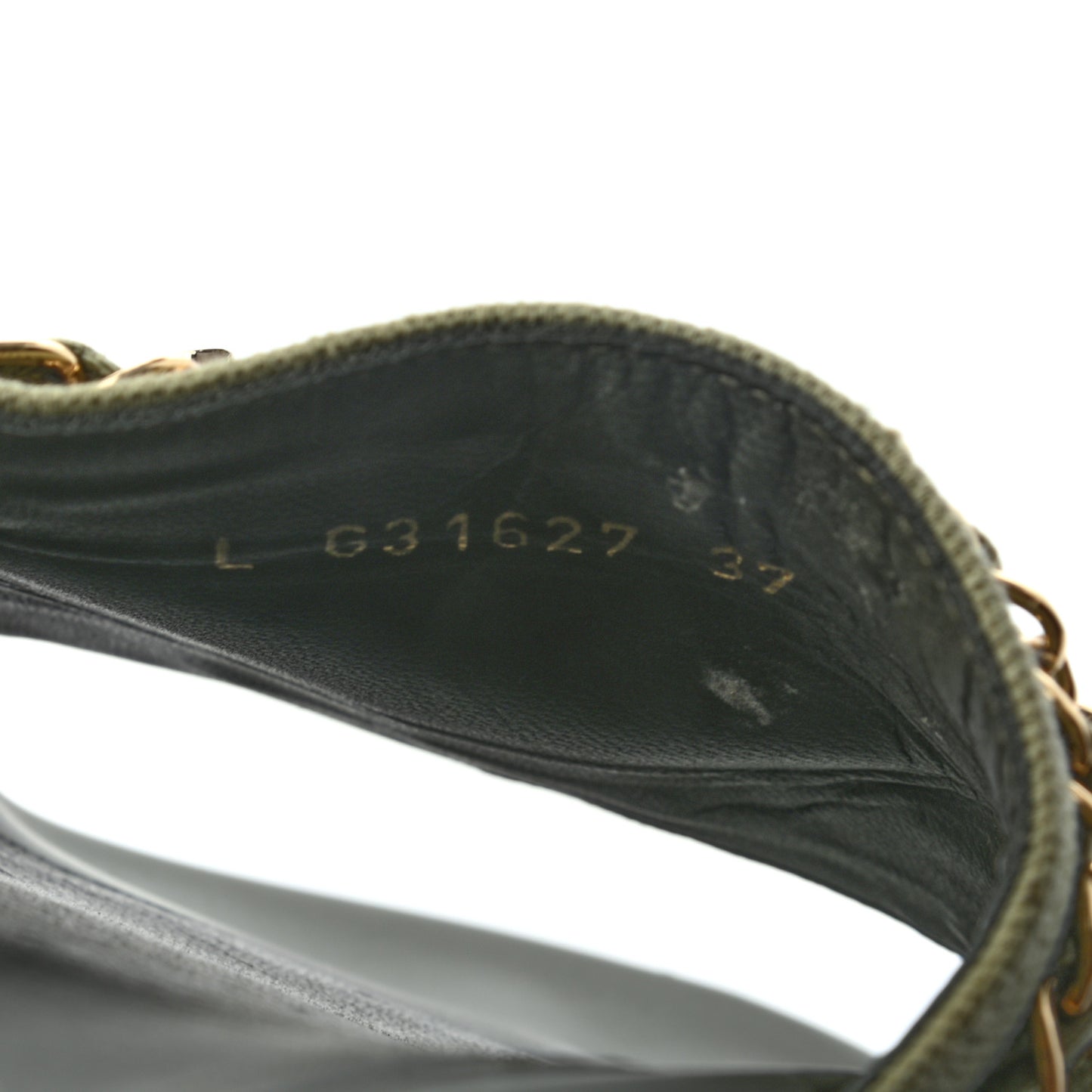 Canvas Chain Flat Sandals 37 Khaki