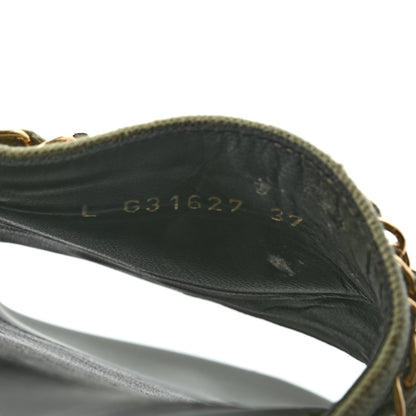 Chanel Canvas Chain Flat Sandals 37 Khaki 8 of 8
