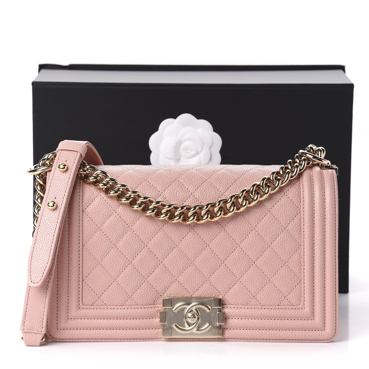 Chanel Caviar Quilted Medium Boy Flap Light Pink 12 of 12
