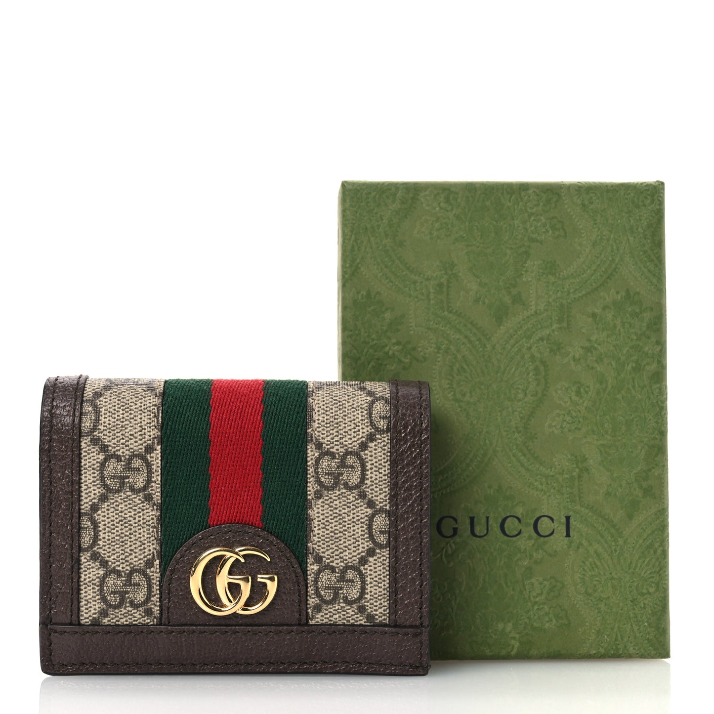 GG Supreme Monogram Web Ophidia Card Case Beige New Acero
