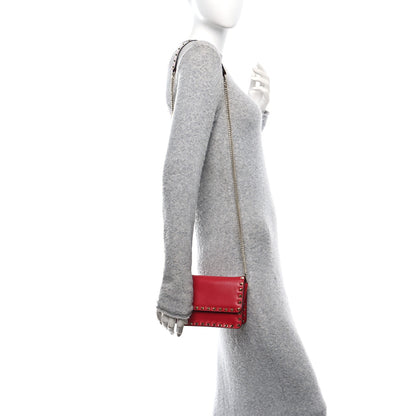 Valentino Garavani Vitello Rockstud Chain Flap Crossbody Bag Red 2 of 9