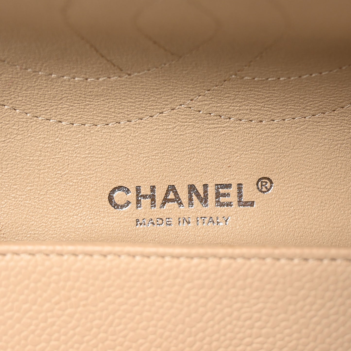 Caviar Quilted Jumbo Double Flap Light Beige