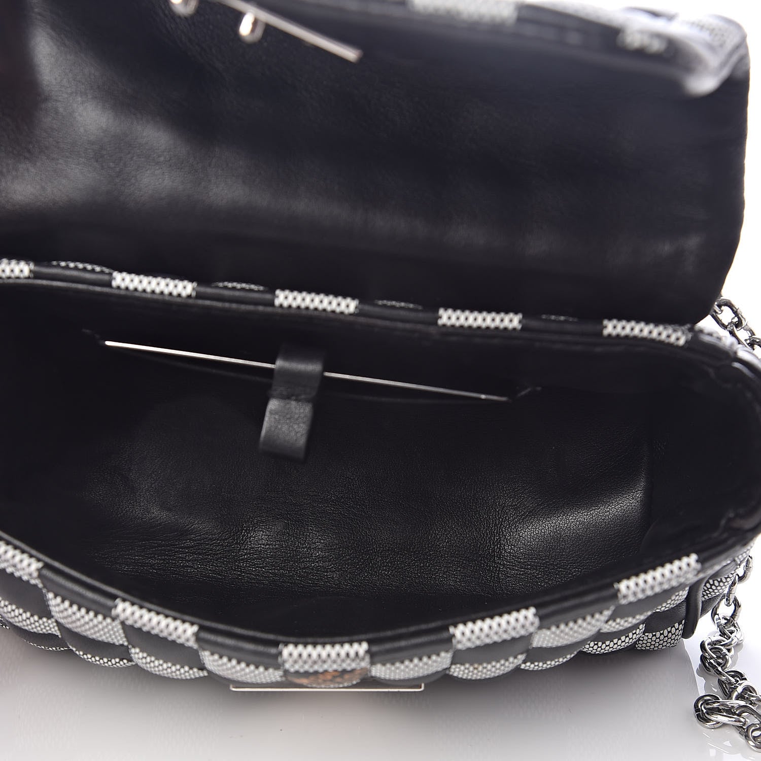 Louis Vuitton Calfskin Damier Twist Shoulder Bag BB Black White 5 of 8