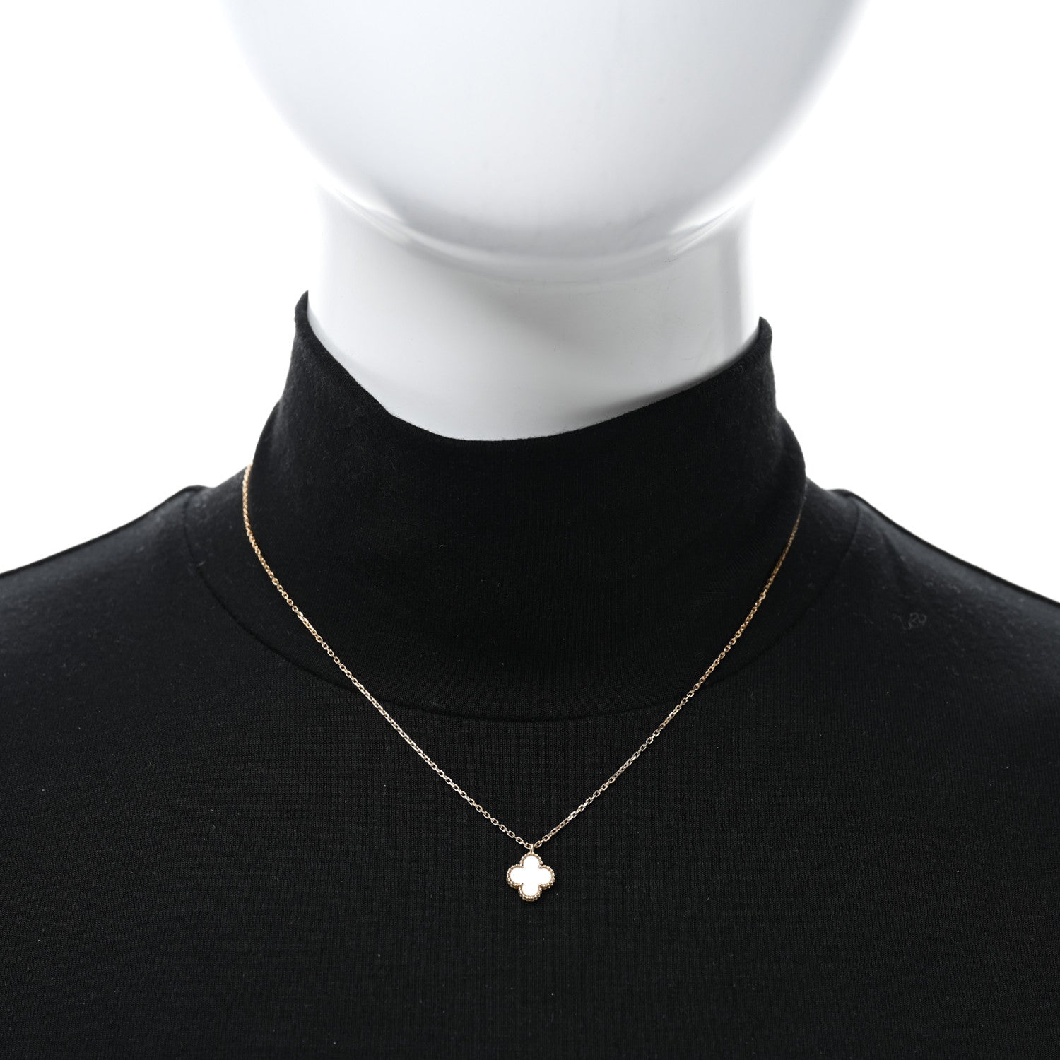 Van Cleef & Arpels 18K Yellow Gold Mother of Pearl Sweet Alhambra Pendant Necklace 2 of 5