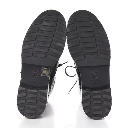 Chanel Crackled Calfskin Velvet Pearl Combat Short Boots 38 Black 5 of 8