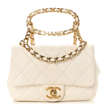 Chanel Lambskin Quilted Logo Mini Flap With Handle White 1 of 13