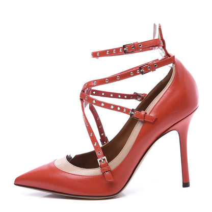 Valentino Garavani Nappa Love Latch 100mm Pumps 37.5 Deep Coral Poudre 1 of 9
