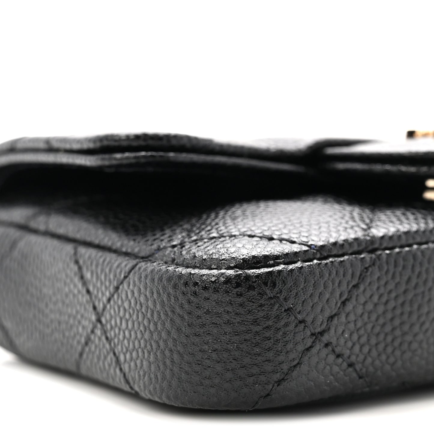 Caviar Quilted Mini Chain Belt Bag Black