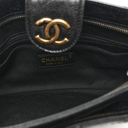 Chanel Crumpled Grained Calfskin Quilted Coco Pleats Clutch Black 5 of 8