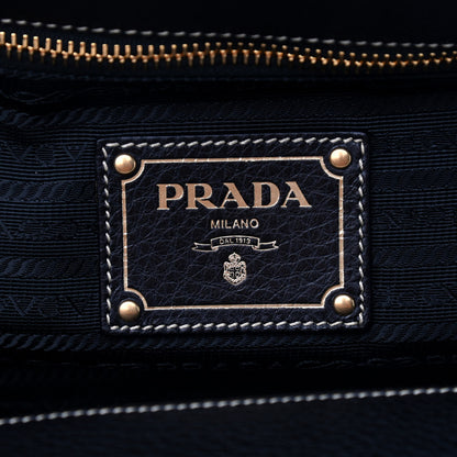 Prada Paglia Vitello Daino Frame Satchel Black 6 of 14