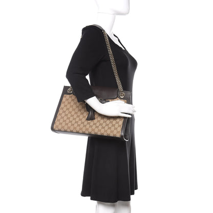 Gucci Monogram Margaux Calfskin Large Emily Chain Shoulder Bag Beige Ebony Cocoa 2 of 15