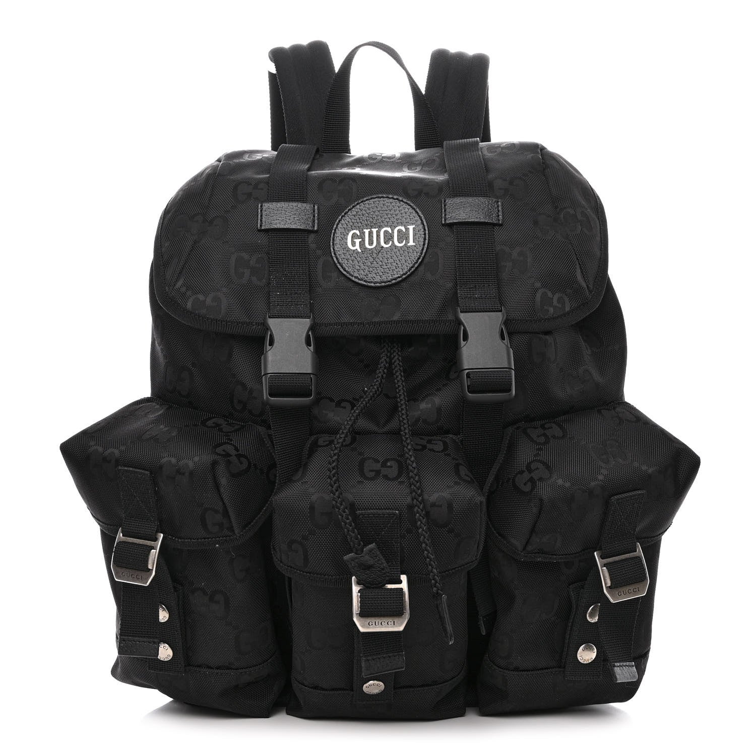 Gucci Econyl Nylon Monogram Off The Grid Utility Pocket Backpack Black 1 of 12