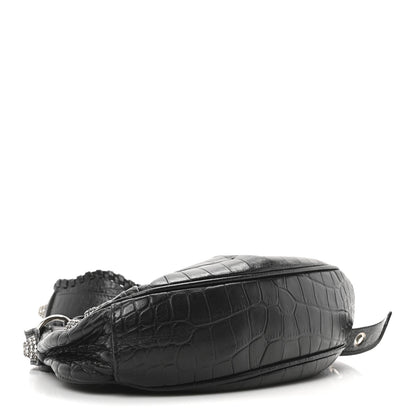 Balenciaga Extra Supple Calfskin Crystal Crocodile Embossed Le Cagole Shoulder Bag XS Black 5 of 11