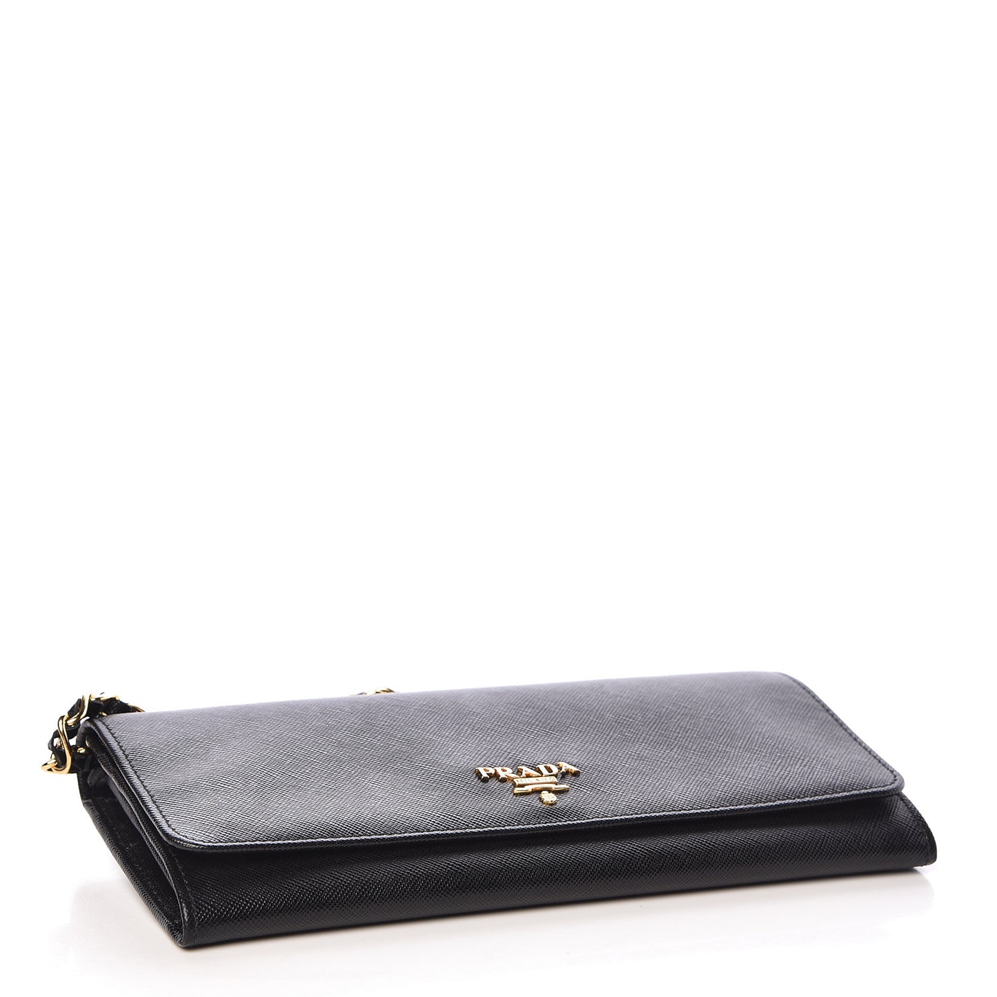 Saffiano Metal Oro Chain Wallet Black