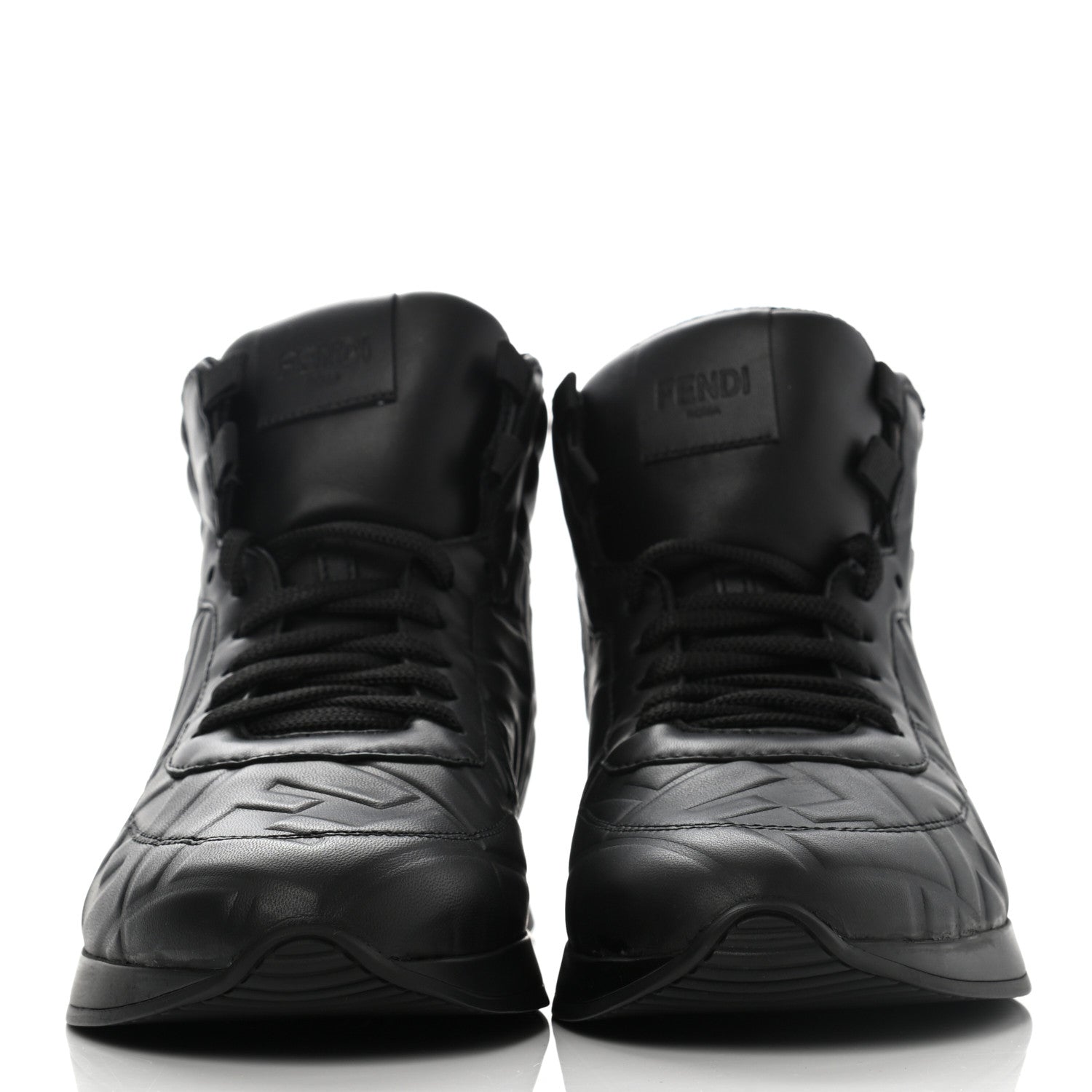 Fendi Nappa Macro FF Embossed High Top Sneakers 37 Black 2 of 9