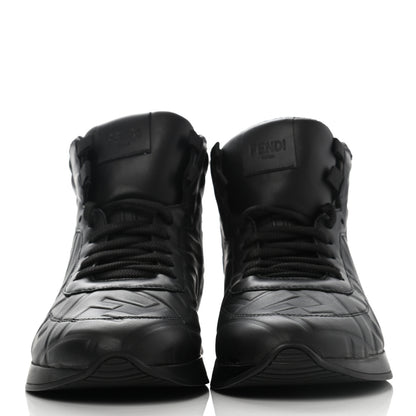 Fendi Nappa Macro FF Embossed High Top Sneakers 37 Black 2 of 9