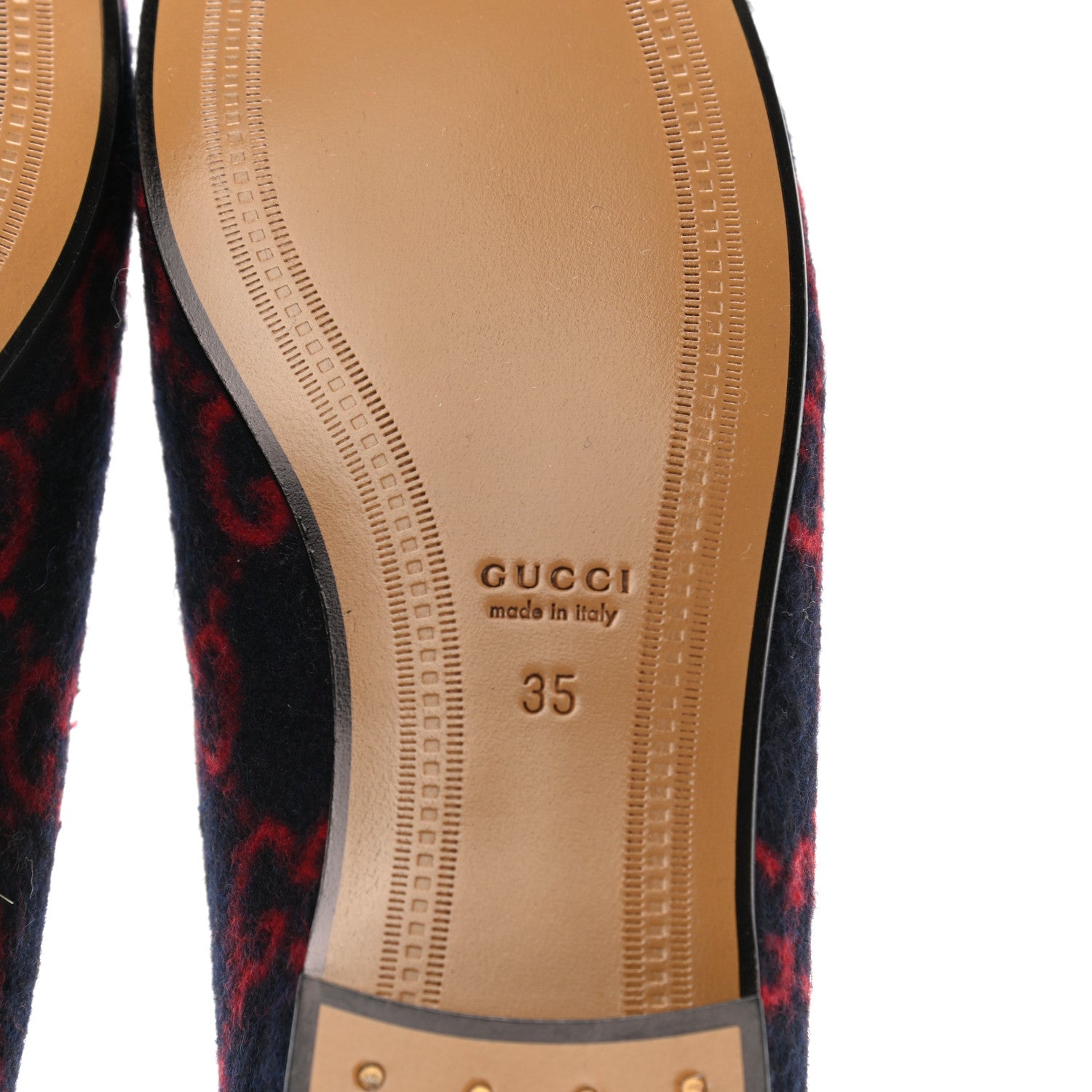 Gucci Covered Wool GG Monogram Horsebit Womens Jordaan Loafers 35 Blue Red 6 of 9