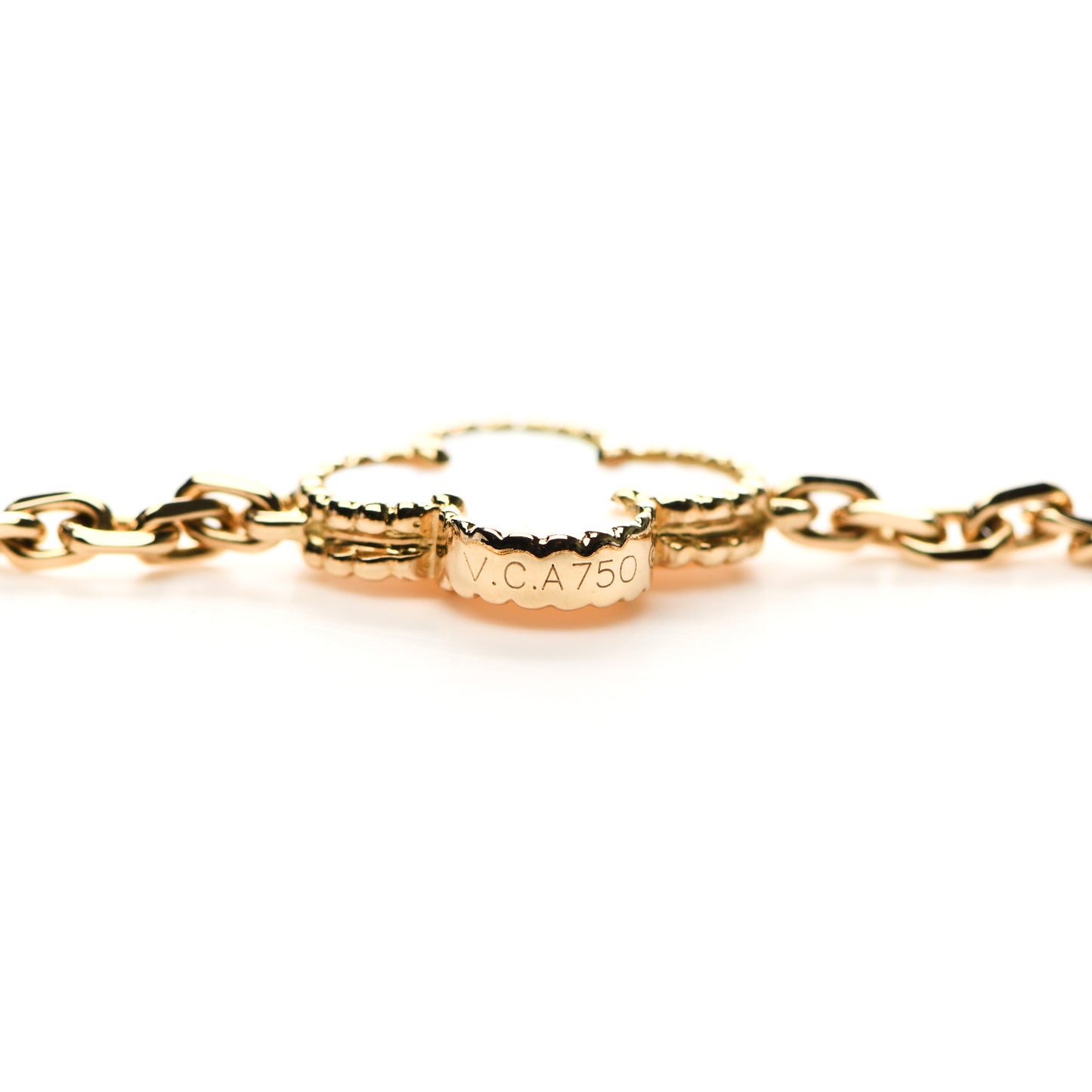 18K Yellow Gold Mother of Pearl 10 Motifs Vintage Alhambra Necklace