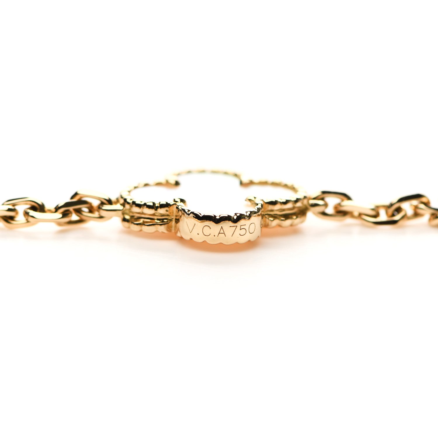 Van Cleef & Arpels 18K Yellow Gold Mother of Pearl 10 Motifs Vintage Alhambra Necklace 5 of 5