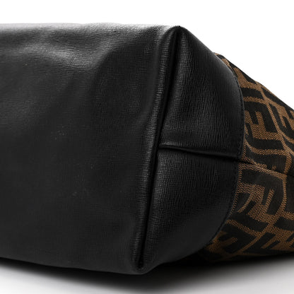 Fendi Zucca Vitello Elite Medium Roll Tote Tobacco Black 10 of 15