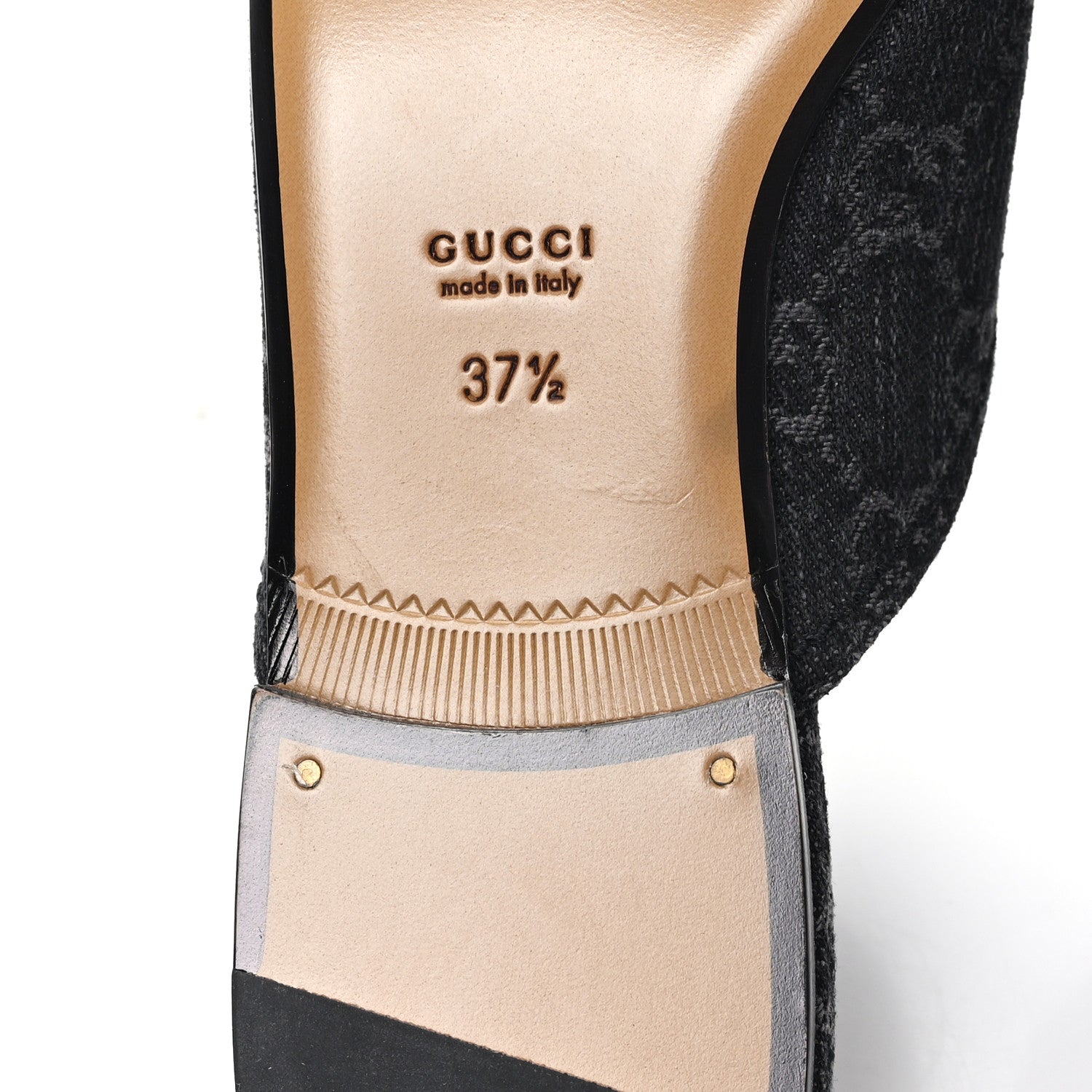 Gucci New Denim GG Malaga Kid Womens Princetown Slippers 37.5 Grey Black 6 of 10