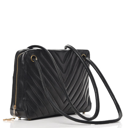 Chanel Lambskin Chevron Quilted Shoulder Bag Black 3 of 10