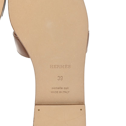 Hermes Box Calfskin Oran Sandals 39 Gold 7 of 9