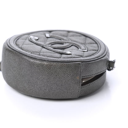 Chanel Metallic Caviar Quilted Round Filigree Crossbody Ruthenium 7 of 11