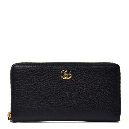 Gucci Dollar Calfskin GG Marmont Zip Around Wallet Black 1 of 7