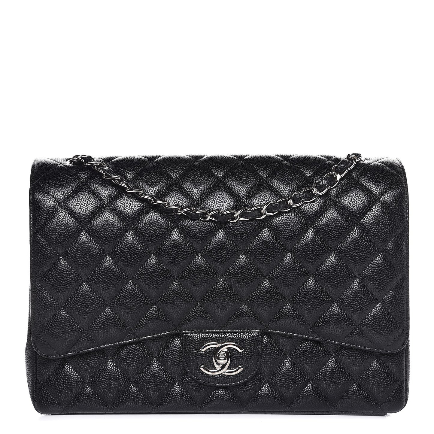 Caviar Quilted Maxi Double Flap Black