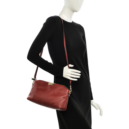 Burberry Signature Grain Calfskin Check Embossed Small Chichester Crossbody Clutch Bag Red 2 of 8