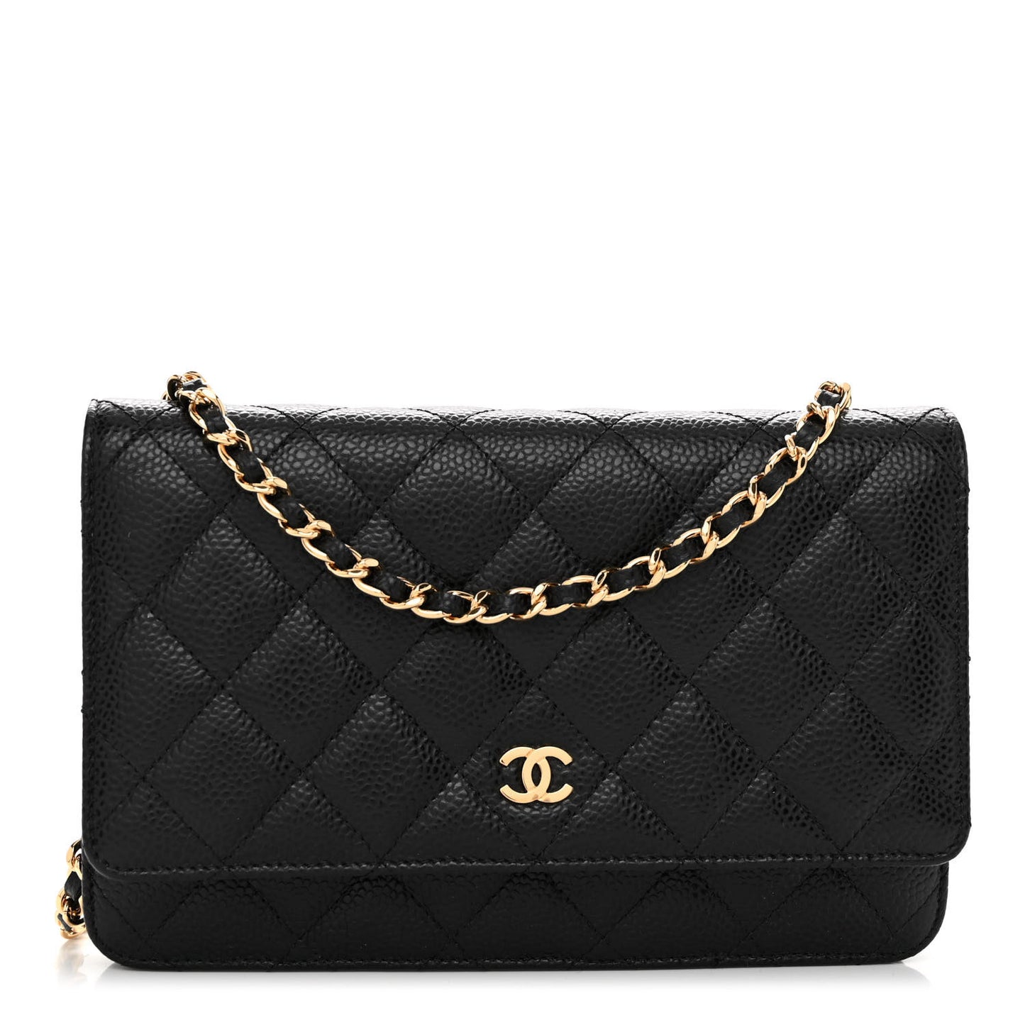 Caviar Quilted Wallet on Chain WOC Black